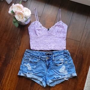 Distressed Denim Shorts